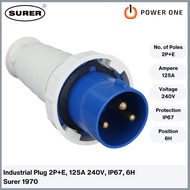 Surer 1970 Industrial Male Plug 2P+E, 125A 240V, IP67, 6H (1970 Series)