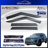 Venttec Premium Acrylic 3mm Door Visor (Made in Malaysia) 3" Compatible With Range Rover Evoque L551