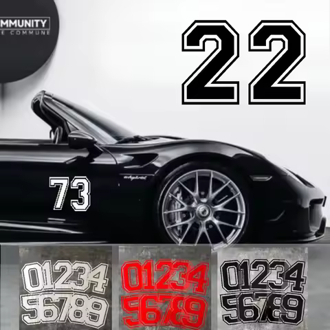 Car Racing Stickers Number 0123456789 Decals Vinyl Decal Motorcycle Sticker C257 B30 Gr86 E87 MK5 91