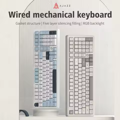 AJAZZ AK980 Retro Silent Mechanical Keyboard, Wired Kit, Ideal for Office & Gaming