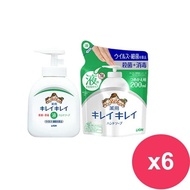 【日本LION獅王】日本獅王抗菌洗手液1+1超值組 趣淨抗菌洗手液1+1組(瓶裝250MLX1+補充包200MLX1)*6