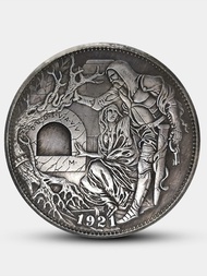 1921 Holy Grail Wandering Coin Knight Drawing Sword Retro Coin Antique Silver-plated Copper Coin Ant