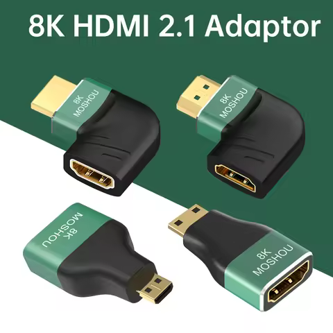 MOSHOU 8K HDMI 2.1 Connector Adapter Mini HDMI Micro HDMI 270 90 Degree Male to Female for HDTV PS4 