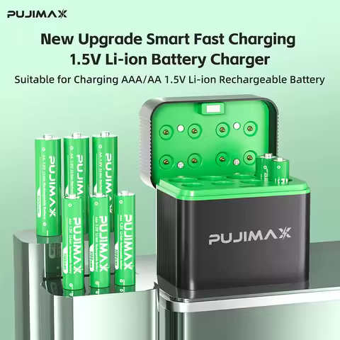 PUJIMAX 8-Slots Battery Smart Charger For 1.5V AAA/AA 1100mWh 4255mWh Rechargeable Lithium Batteries