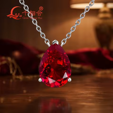 925 Silver Pear Shape 7ct 10x14mm Pigeon Blood Red /rose pink Lab Grown Created Ruby Inclusions Ston