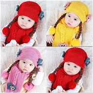 Baby Beanie with Braided + Ribbon Baby Beanie with Hair Cute Baby Beanie Baby Girl Beanie/ 0 months 
