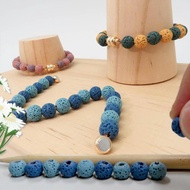 DIY材料包 雙色香氛石磁扣手鍊雙入組情侶手環 可滴精油 教學影片