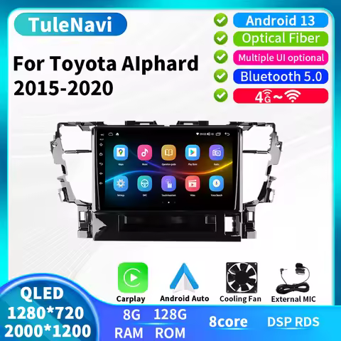 8G+128G QLED Carplay Android 13 For Toyota Alphard 30 Vellfire 2015 -2020 Car Radio Multimedia Playe