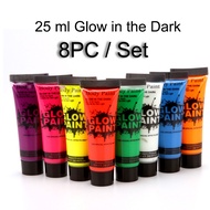 8 PC Face Painting Make Up 25ml UV Glow in the Dark FACE PAINT makeup Art Color facial PAINT