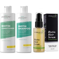 Pureauty Naturals Biotin Hair Growth Serum | Biotin Shampoo & Conditioner Help Grow Healthy Strong H