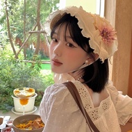 [Ready Stock] French Lolita Hat Hand-Made Girl Tea Party Headdress Bornett BNT Pastoral Straw Hat WJ