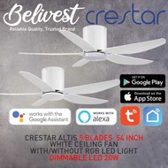 (CLIMATE VOUCHER) Crestar AlTIS+ WIFI SMART Ceiling Fan 5 Blades 48 inch & 54 Inch - White/Black/Dar