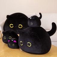 TOPABC Cuddly Pillow Cushion, 4 Size Round Ball Black Cat Plush Doll, Ins Cuddly Small Pendant Gift