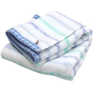 Imabari Towel Certified Bath Towel hiorie (Hiorie) Border Jacquard Lyric 2-Piece Set Blue Made in Ja