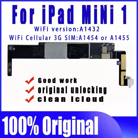 A1432 wifi Version A1454 or A1455 Original Free iCloud for Ipad MINI 1 Motherboard for Ipad MINI 1 L