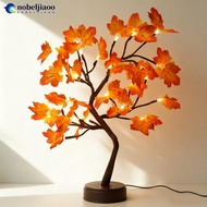 NOBELJIAOO 24Leds Maple Tree Touch Copper Wire Tree Light Battery Box USB Light String Maple Leaves 