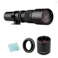Camera Super Telephoto Lens 500mm F/8.0-32 Manual Zoom T-Mount  + 2X 500mm Teleconverter Lens + T2-E