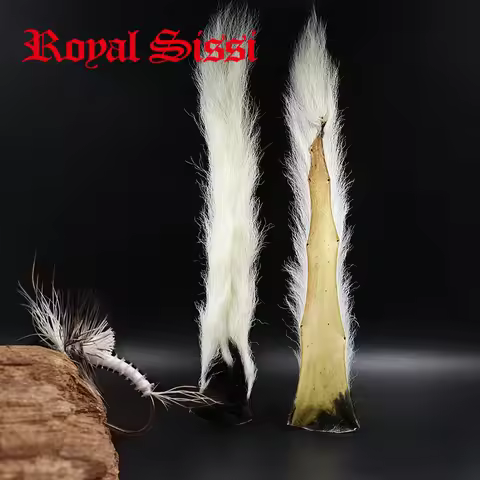 Royal Sissi 1pcs natural white calf tail kip tails crinkled soft hair fly tying materials for trout 