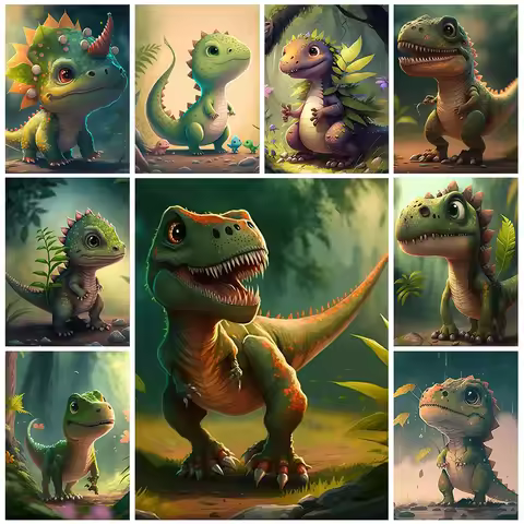 Paint By Number Kits Little Dinosaur Draw Picture By Numbers Animal Paint By Numbers Beginner Kill T