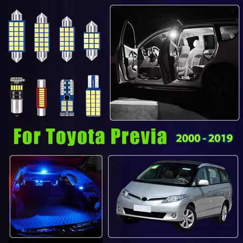 For Toyota Previa Estima ACR30 ACR50 2000 - 2019 9pcs 12V Car LED Bulb Interior Reading Lamp Door Li