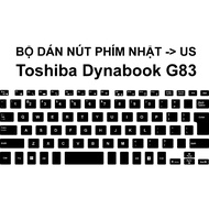 Toshiba Dynabook G83, D83, VC72/H key button sticker set japan -> US (pre-cut, japan to internationa