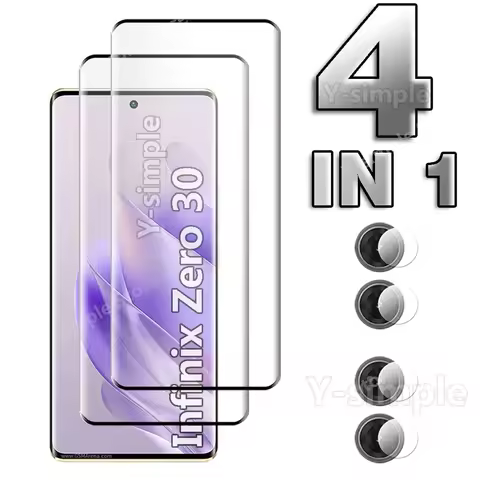 4in1 3D Glass For Infinix Zero 30 4G Screen Protector HD Film Curved Tempered Glass For Infinix Zero