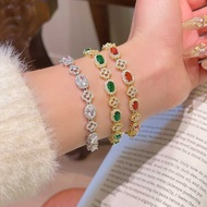 Bracelet Full Diamond Premium Bracelet Zircon Colorful Bracelet Classy Diamond Emerald Gold-Plated B