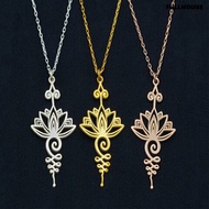 Geometric Lotus Pendant Necklace