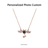 [Sincerer] S925 Sterling Silver Necklace Photo Projection Bat Pendant Necklace Custom Photo Necklace