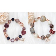 Rose Alashan agate and Hello Kitty alashan