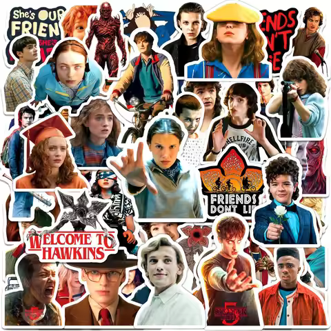 60Pcs Horror Movie Stickers Cartoon Graffiti Stickers Demogorgon Stickers Phone Luggage Waterproof D