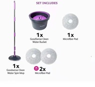 GoodSense Clean Water Spin Mop Water Separated Mop Quick Dry Microfiber Cloth Mop Lantai Mop Spinner