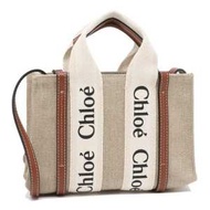 CHLOE蔻依 手提斜挎包帆布包 迷你款 C22AP237I26 米色&amp;白色&amp;棕色 1個