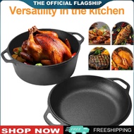 【New Arrival】 2 in 1 Cast Iron Dutch Oven with Skillet Lid Dutch Oven Pot Skillet Cookware Pan Set f