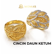 MOMAS CINCIN DAUN KETUM 5D Emas 916 Orignal Cincin Bunga Emas 916 Tulen Cincin Bajet Emas 916 Murah 