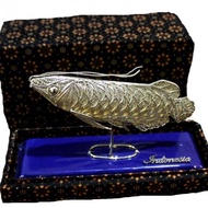 Miniatur Ikan Arwana Silver 20Cm Khas Kerajinan Perak Kotagede Yogya