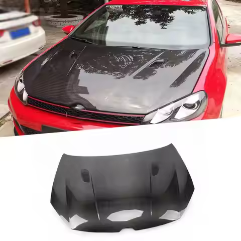 Real Carbon Fiber Front Engine Hood Bonnet Cap Air Vent Mesh Cover for VW Golf 6 VI MK6 GTI R20 2010