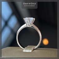 [RG519] แหวนเพชรสังเคราะห์ CZ เพชรชู 1.50 กะรัต ตัวเรือนเงินผสม ชุบทองคำขาวโรเดียม Gray &amp; Gold Jewelry