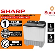 (Free Delivery Penang,Kedah & Perlis)Sharp 8/11/13/15kg Semi Auto Washing Machine ESTP8016/ESTP1116/