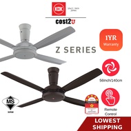 KDK (140cm/56”) 4 Blades Ceiling Fan with Remote Control | K14XZ-GY K14XZ-PBR K14XZ K14TE (Kipas Siling 风扇 吊扇)