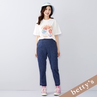 Betty's Betty's (45) Color Jumping Embossing Denim Elastic Trousers (Blue)
