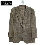 Burberry London BBE81-435-44 米色亞麻毛格紋修身外套（無標籤）