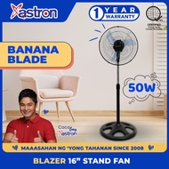 Astron BLAZER 16" Stand Fan (Black) | Electric Fan | 50W | Transparent Banana Blade Design