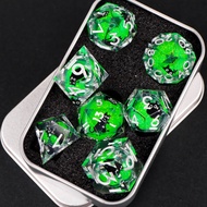 Cat liquid core dnd dice set for gamespurple dnd resin dice polyhedral sharp edge dicedice dungeons 