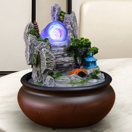 Chinese Style Rockery Feng Shui Wheel Flowing Water Fountain Feng Shui Ball Ornaments Home Decorations Office Opening Desktop Decoration Feng Shui Ball Flowing Water Device Humidifier Feng Shui Ornaments Feng Shui