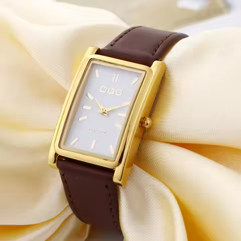 New Luxury Brand DQG Leather Strap Rectangle Quartz Watch Women Simple Business Dress Watches Gold D