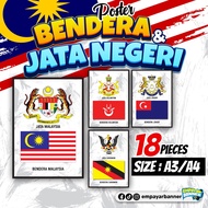 BENDERA / FLAG & JATA NEGERI MALAYSIA SAIZ A3 dan A4 HIASAN MERDEKA KELAS MENARIK