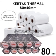 Kertas kasir thermal 80x40mm paket 10 pcs struk edc printer thermal 80mm