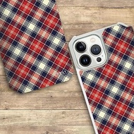 iPhone 13全系列 軍規防摔皮套-蘇格蘭紋紅