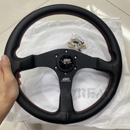【Top Picks】 Mugen Genuine Racing Tuning Sport Steering Wheel With Red Stitching 14inch/350mm For Hon